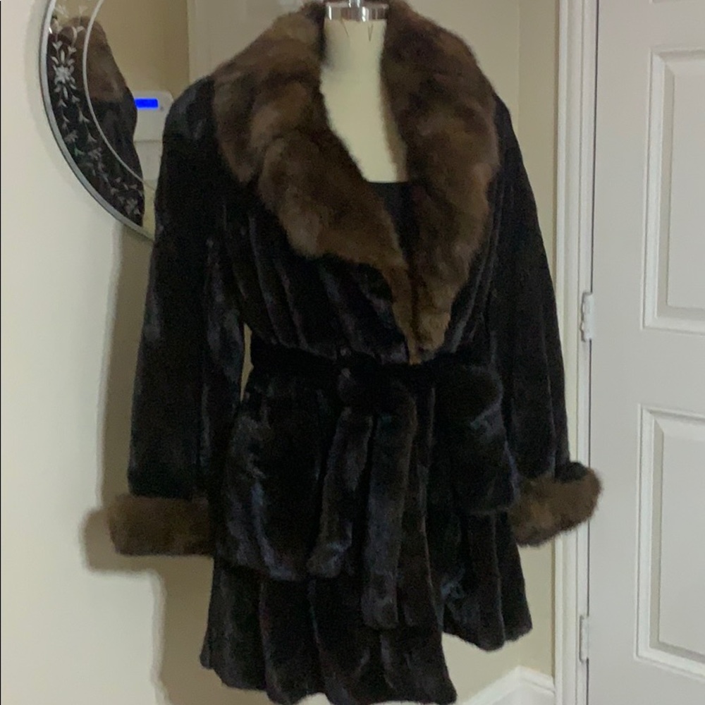 Dark ranch mink 2 tone mink coat